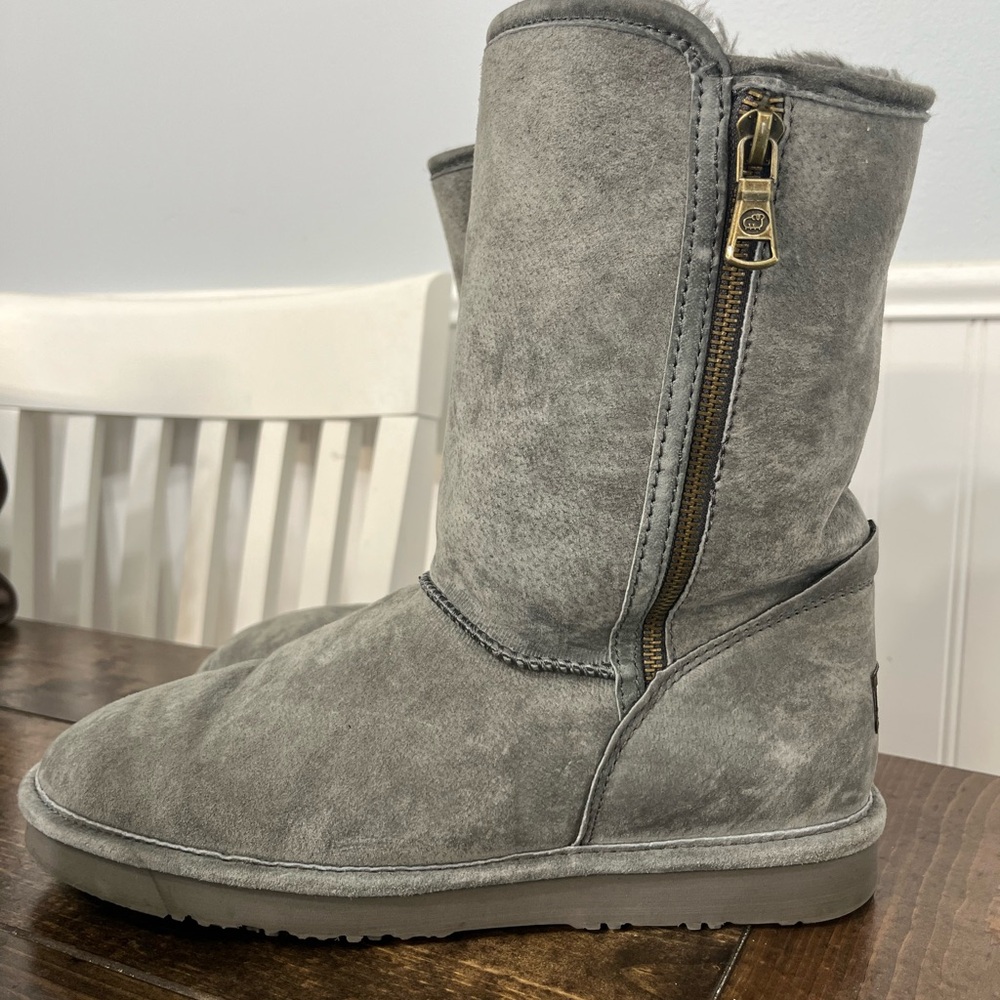 LAMO Grey Suede Water & Stain Resistant Juniper Zipper Boots 9 EUC